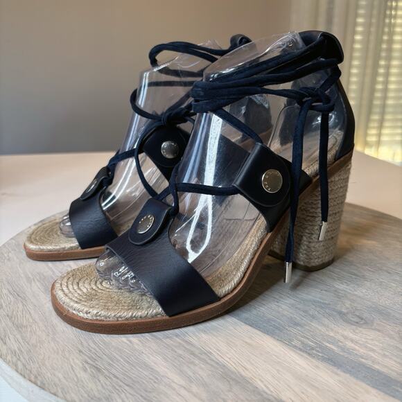 Rag & Bone Women's Eden Navy Blue Leather Lace-Up Sandals Heels US Size 7 EU 38 - Picture 2 of 11